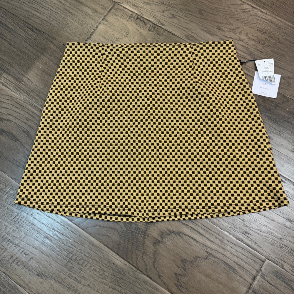 Originality Brown‎ Croissant Checkered Mini Skirt Women's Size L Fall